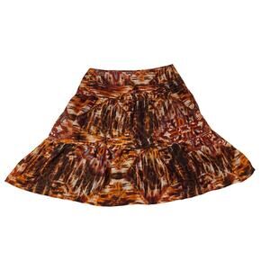 Lucky & Coco Boho Y2K Cotton Blended Orange & Brown Printed Skirt Size Large